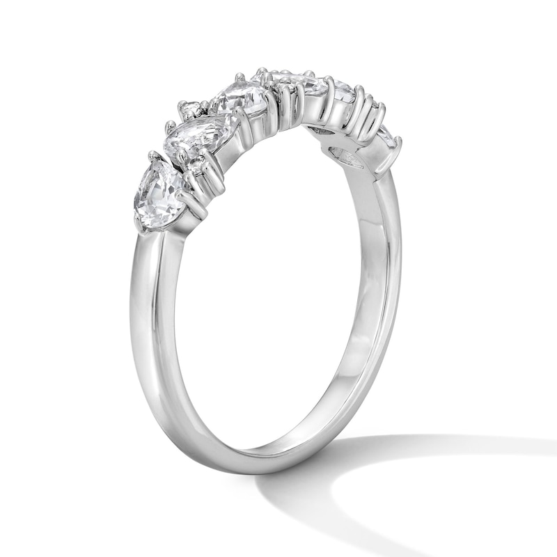 Pear-Shaped White Lab-Created Sapphire Scatter Ring Sterling Silver