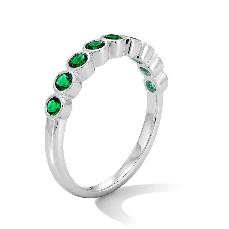 Lab-Created Emerald Stackable Band Sterling Silver