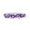 Thumbnail Image 1 of Pear-Shaped Amethyst and White Lab-Created Sapphire Scatter Ring in Sterling Silver