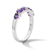 Thumbnail Image 2 of Pear-Shaped Amethyst and White Lab-Created Sapphire Scatter Ring in Sterling Silver