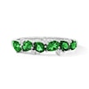 Thumbnail Image 1 of Pear-Shaped Lab-Created Emerald and White Lab-Created Sapphire Scatter Ring in Sterling Silver