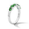 Thumbnail Image 2 of Pear-Shaped Lab-Created Emerald and White Lab-Created Sapphire Scatter Ring in Sterling Silver