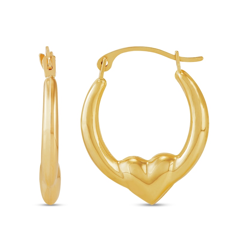 19.48mm Heart Hoop Earrings in Hollow 10K Gold