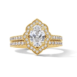 Neil Lane Artistry 1.68 CT. T.W. Oval Certified Lab-Grown Diamond Arabesque Bridal Set in 14K Gold