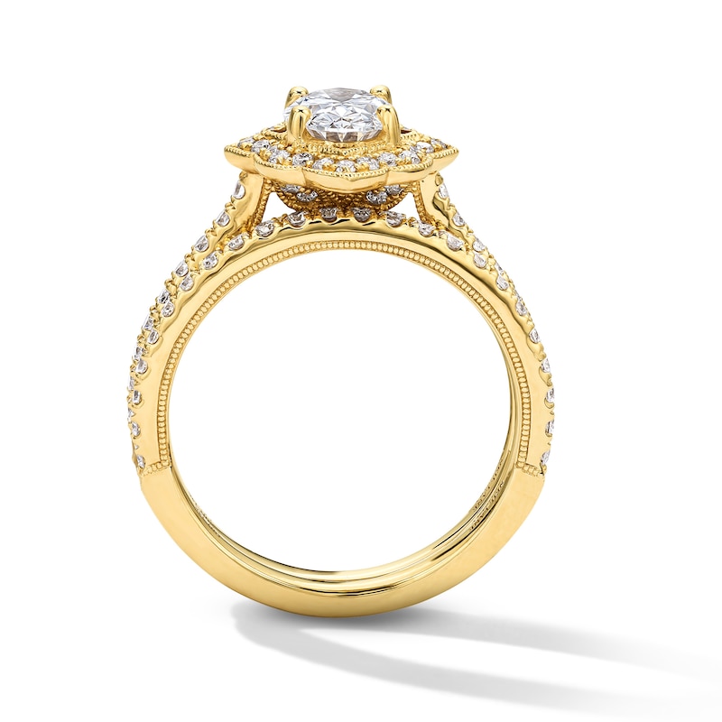 Neil Lane Artistry 1.68 CT. T.W. Oval Certified Lab-Grown Diamond Arabesque Bridal Set in 14K Gold
