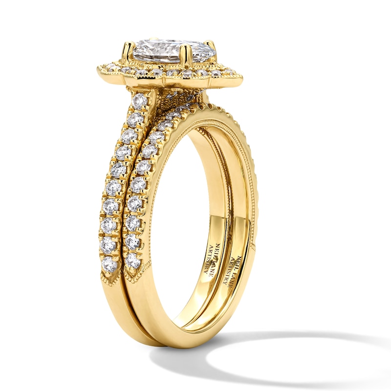 Neil Lane Artistry 1.68 CT. T.W. Oval Certified Lab-Grown Diamond Arabesque Bridal Set in 14K Gold