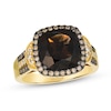 Thumbnail Image 1 of Le Vian® Cushion-Cut Chocolate Quartz® and 0.44 CT. T.W. Diamond Frame Ring in 14K Honey Gold™