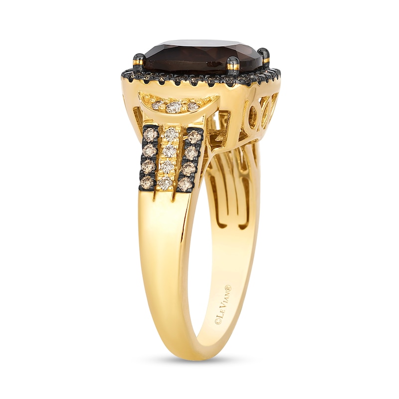 Le Vian® Cushion-Cut Chocolate Quartz® and 0.44 CT. T.W. Diamond Frame Ring in 14K Honey Gold™