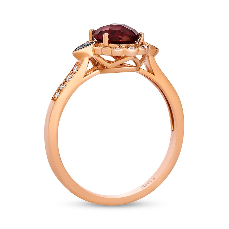 Main Image 3 of Le Vian® Oval Pomegranate Garnet™ and 0.24 CT. T.W. Diamond Frame Ring in 14K Strawberry Gold®