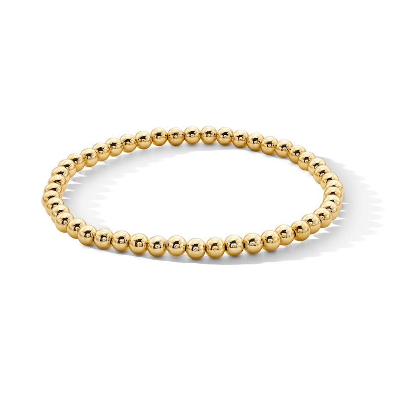 4.0mm Bead Stretch Bracelet in Sterling Silver with 18K Gold Vermeil - 7.25"
