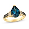 Thumbnail Image 1 of Le Vian® Pear-Shaped Deep Sea Blue Topaz™ and 0.12 CT. T.W. Diamond Ring in 14K Honey Gold™