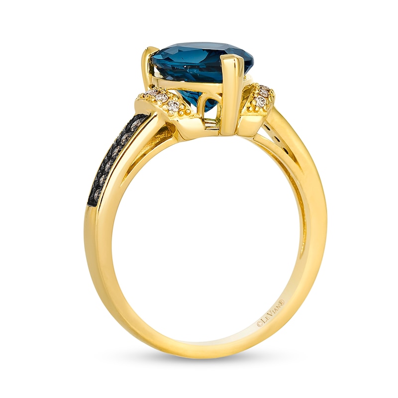 Le Vian® Pear-Shaped Deep Sea Blue Topaz™ and 0.12 CT. T.W. Diamond Ring in 14K Honey Gold™