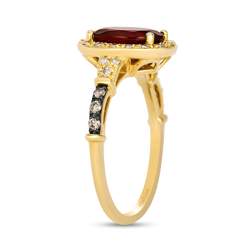 Main Image 2 of Le Vian® Oval Pomegranate Garnet™ and 0.26 CT. T.W. Diamond Frame Ring in 14K Honey Gold™