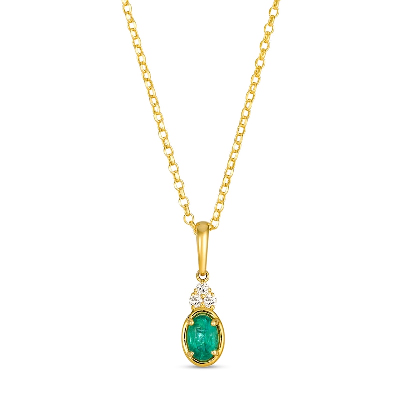 Main Image 1 of Le Vian® Oval Costa Smeralda Emerald™ and 0.06 CT. T.W. Diamond Pendant in 14K Honey Gold™® - 19”