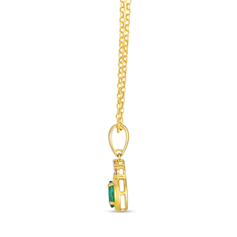 Main Image 2 of Le Vian® Oval Costa Smeralda Emerald™ and 0.06 CT. T.W. Diamond Pendant in 14K Honey Gold™® - 19”