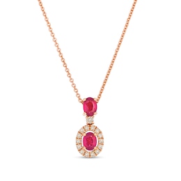 Le Vian® Oval Passion Ruby® and 0.08 CT. T.W. Diamond Pendant in 14K Strawberry Gold® - 19”