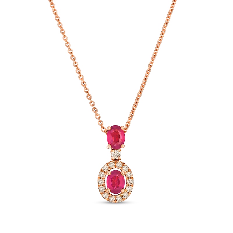 Le Vian® Oval Passion Ruby® and 0.08 CT. T.W. Diamond Pendant in 14K Strawberry Gold® - 19"