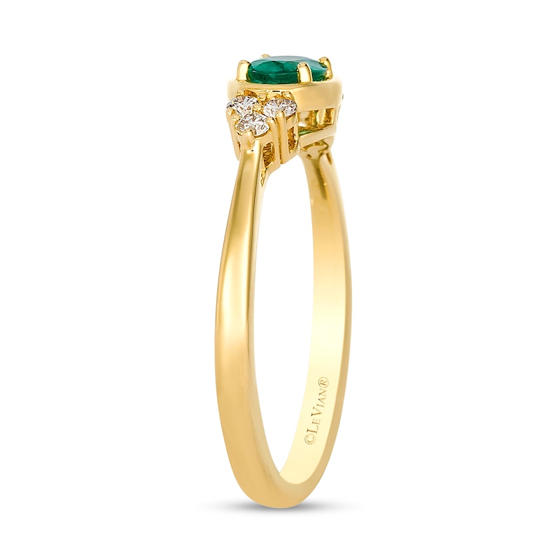 Main Image 2 of Le Vian® Oval Costa Smeralda Emerald™ and 0.12 CT. T.W. Diamond Ring in 14K Honey Gold™