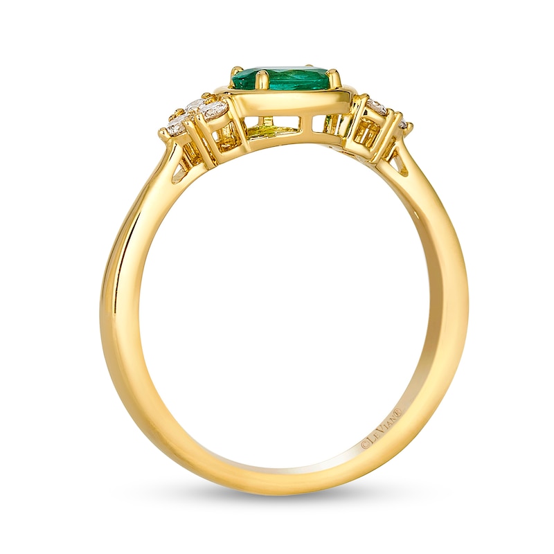 Main Image 3 of Le Vian® Oval Costa Smeralda Emerald™ and 0.12 CT. T.W. Diamond Ring in 14K Honey Gold™