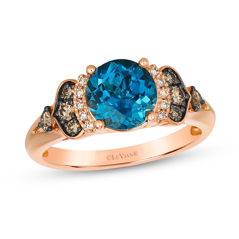 Le Vian® Deep Sea Blue Topaz™ and 0.33 CT. T.W. Diamond Ring in 14K Strawberry Gold®