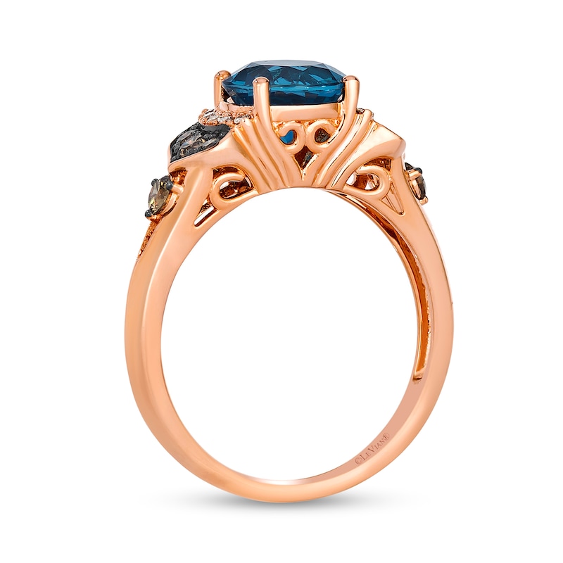 Le Vian® Deep Sea Blue Topaz™ and 0.33 CT. T.W. Diamond Ring in 14K Strawberry Gold®