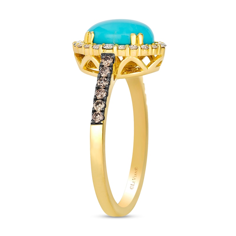 Main Image 2 of Le Vian® Oval Robins Egg Blue Turquoise™ and 0.42 CT. T.W. Diamond Ring in 14K Honey Gold™