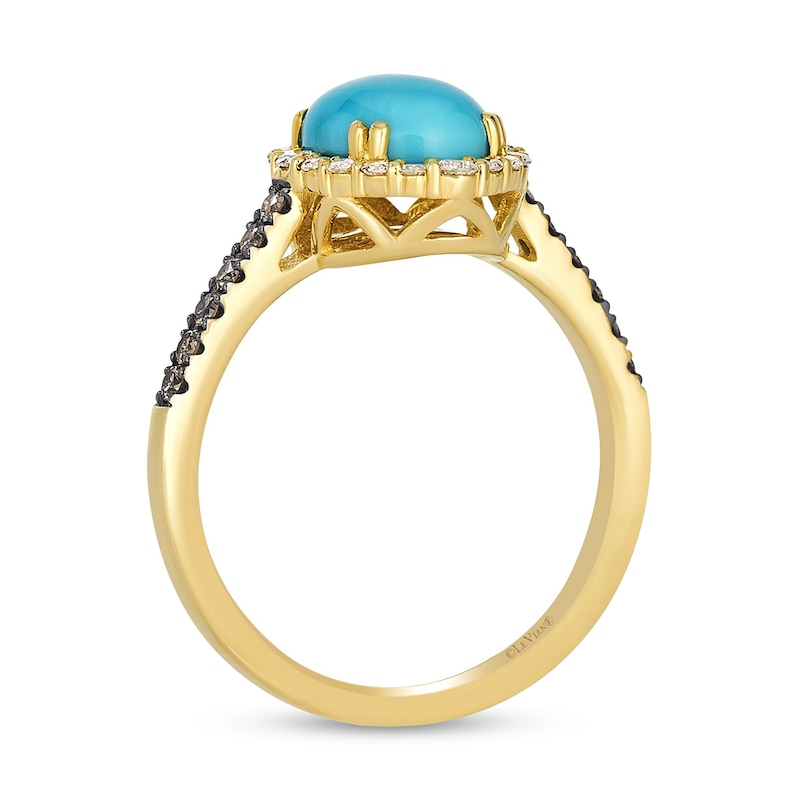 Main Image 3 of Le Vian® Oval Robins Egg Blue Turquoise™ and 0.42 CT. T.W. Diamond Ring in 14K Honey Gold™