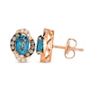 Thumbnail Image 2 of Le Vian® Oval Deep Sea Blue Topaz™ and 0.20 CT. T.W. Diamond Stud Earrings in 14K Strawberry Gold®