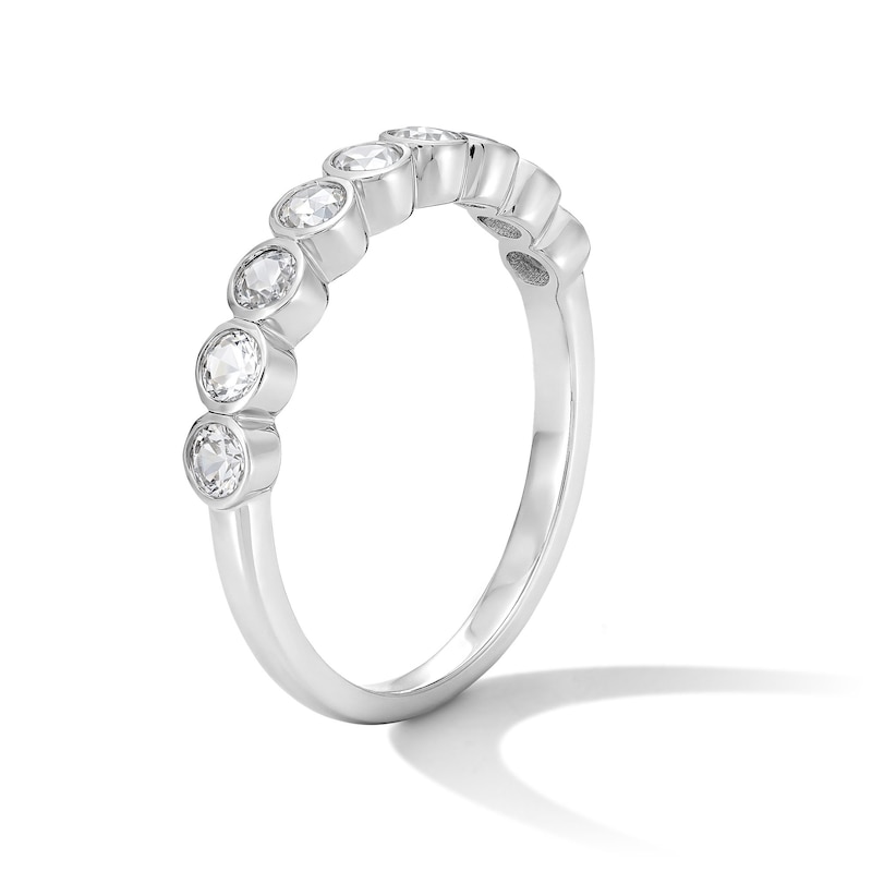 Main Image 2 of White Lab-Created Sapphire Stackable Band in Sterling Silver