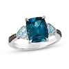 Thumbnail Image 1 of Le Vian® Cushion-Cut Deep Sea Blue Topaz™ and 0.08 CT. T.W. Diamond Ring in 14K Vanilla Gold®