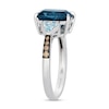 Thumbnail Image 2 of Le Vian® Cushion-Cut Deep Sea Blue Topaz™ and 0.08 CT. T.W. Diamond Ring in 14K Vanilla Gold®