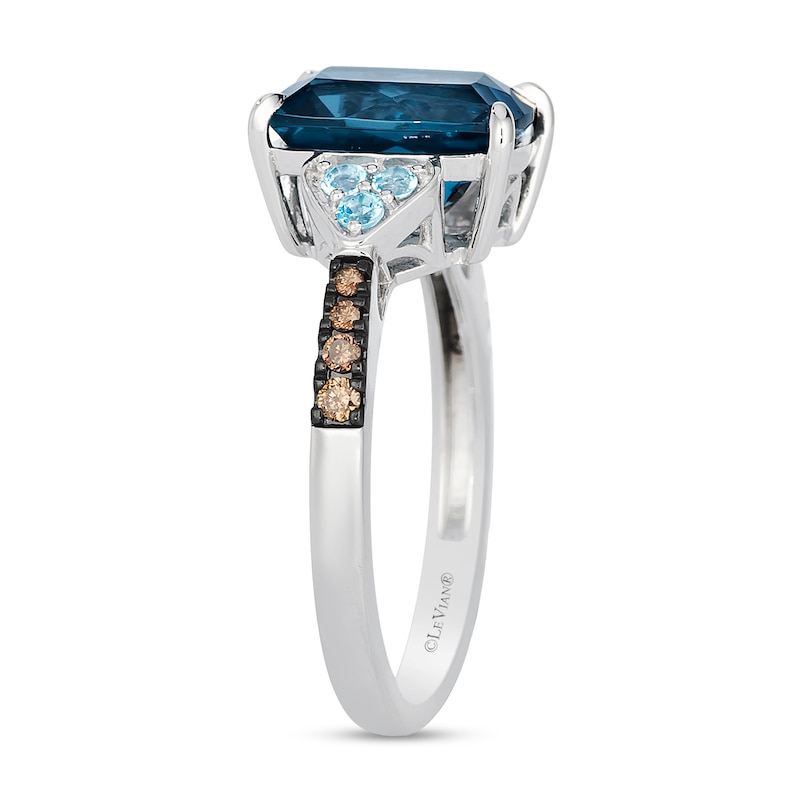 Le Vian® Cushion-Cut Deep Sea Blue Topaz™ and 0.08 CT. T.W. Diamond Ring in 14K Vanilla Gold®