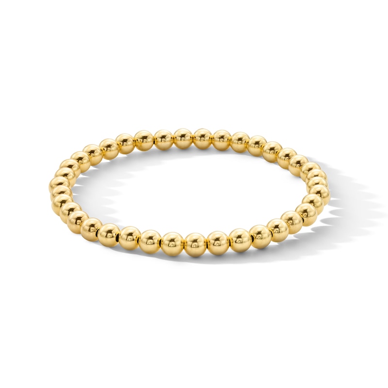 6.0mm Bead Stretch Bracelet in Sterling Silver with 18K Gold Vermeil - 7.25"