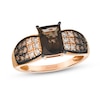 Thumbnail Image 1 of Le Vian® Emerald-Cut Chocolate Quartz® and 0.49 CT. T.W. Diamond Ring in 14K Strawberry Gold®