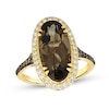 Thumbnail Image 1 of Le Vian® Oval Chocolate Quartz®  and 0.34 CT. T.W. Diamond Ring in 14K Honey Gold™