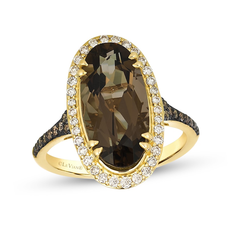 Le Vian® Oval Chocolate Quartz® and 0.34 CT. T.W. Diamond Ring in 14K Honey Gold™