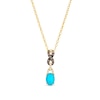 Thumbnail Image 1 of Le Vian® Oval Robins Egg Blue Turquoise™ and 0.12 CT. T.W. Diamond Pendant in 14K Honey Gold™ - 19"