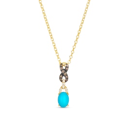 Le Vian® Oval Robins Egg Blue Turquoise™ and 0.12 CT. T.W. Diamond Pendant in 14K Honey Gold™ - 19"