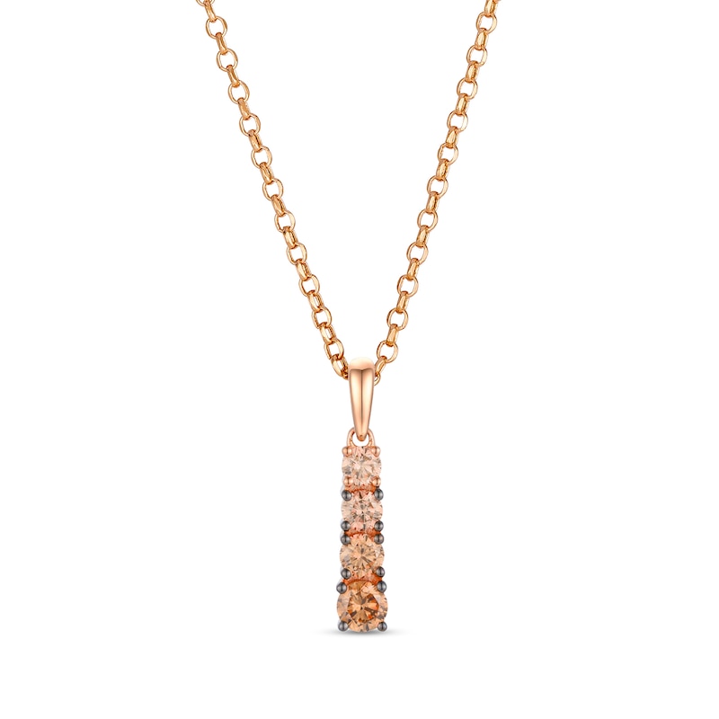 Main Image 1 of Le Vian® 0.41 CT. T.W. Le Vian Desert Diamonds Chocolate Ombré Drop Pendant in 14K Strawberry Gold® - 19”