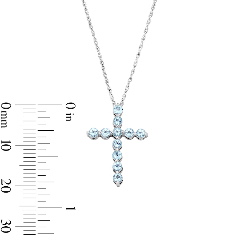 Aquamarine Cross Pendant in Sterling Silver