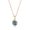 Thumbnail Image 1 of Le Vian® Oval Deep Sea Blue Topaz™ and 0.12 CT. T.W. Diamond Pendant in 14K Strawberry Gold® - 19”