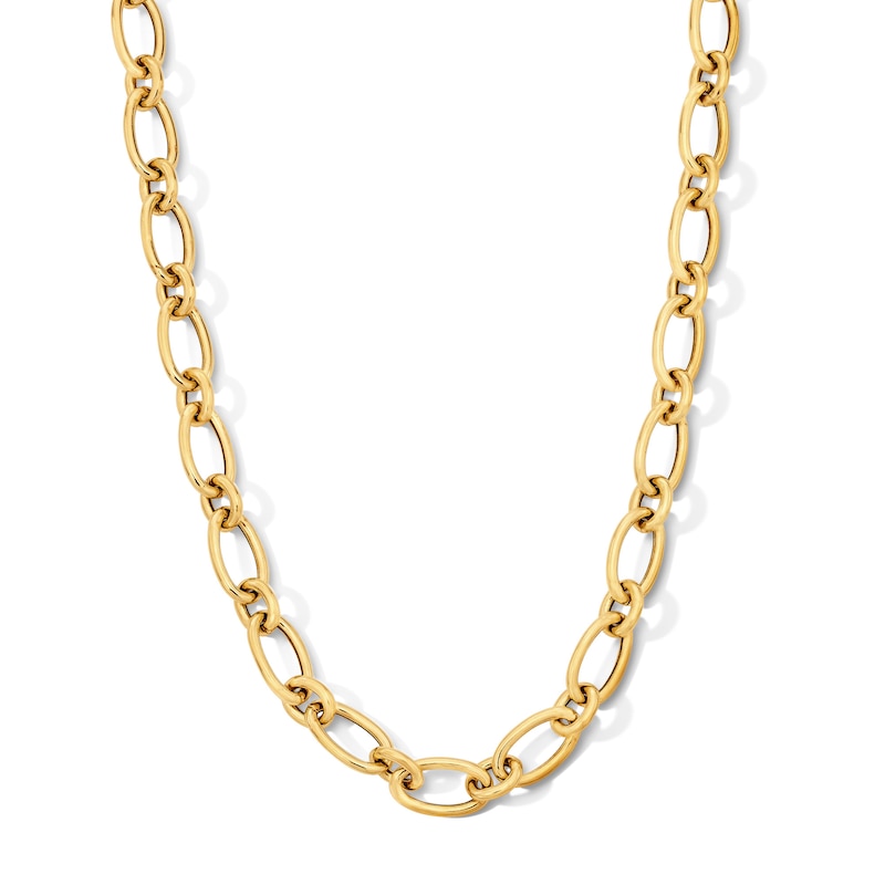 9.5mm Oval Link Necklace in Sterling Silver with 18K Gold Vermeil - 18.5"