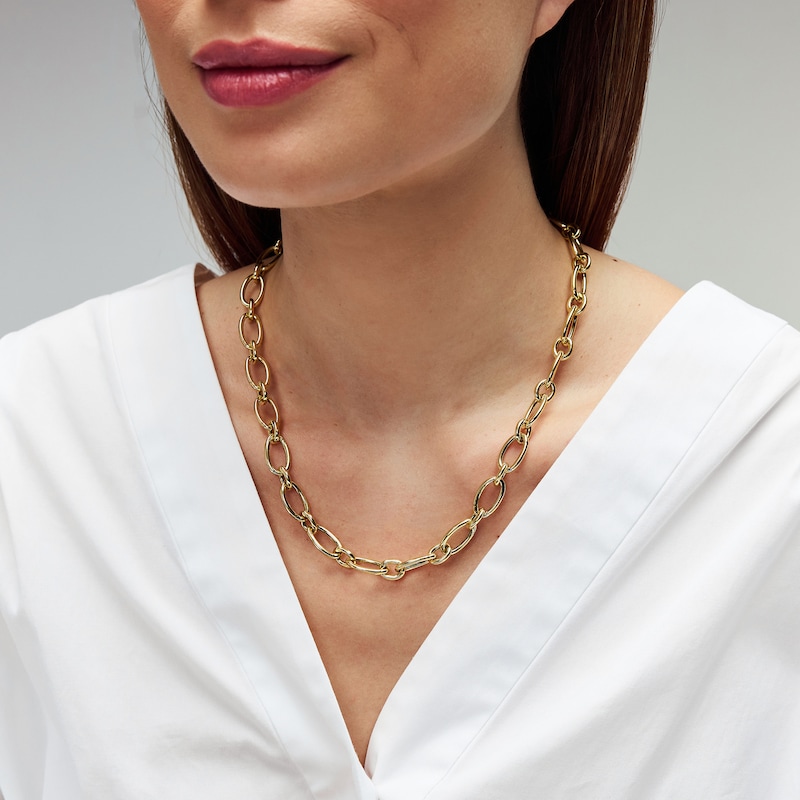 9.5mm Oval Link Necklace in Sterling Silver with 18K Gold Vermeil - 18.5"