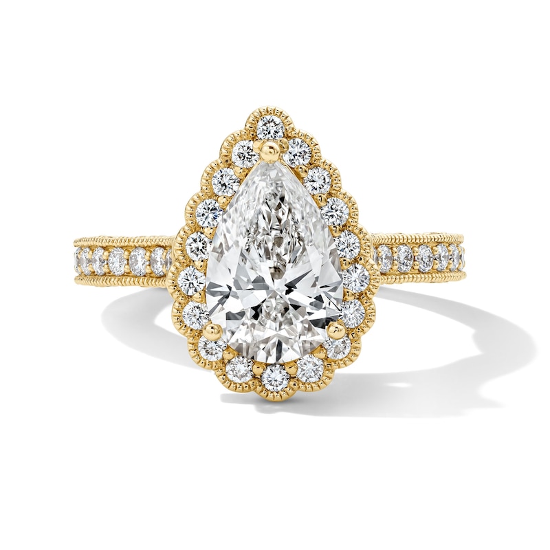 Neil Lane Artistry 2.80 CT. T.W. Pear-Shaped Certified Lab-Grown Diamond Frame Engagement Ring in 14K Gold (F/VS2)