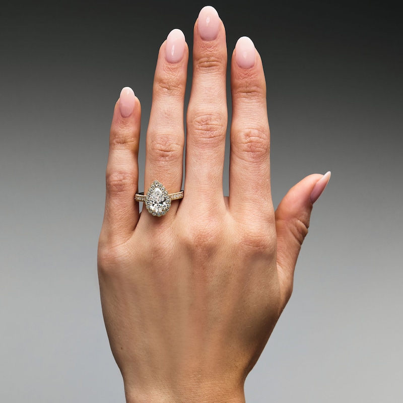 Neil Lane Artistry 2.80 CT. T.W. Pear-Shaped Certified Lab-Grown Diamond Frame Engagement Ring in 14K Gold (F/VS2)