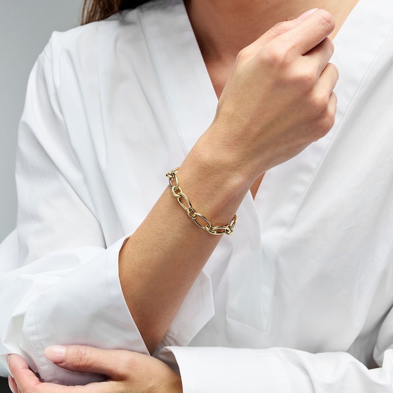 9.5mm Oval Link Bracelet in Sterling Silver with 18K Gold Vermeil - 7.5"