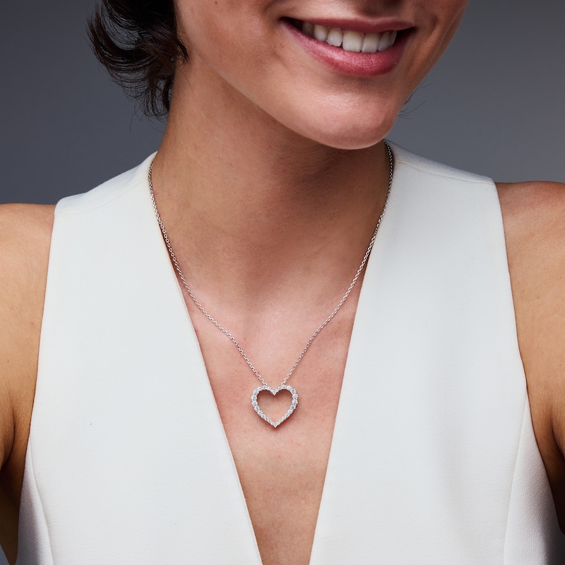 1.00 CT. T.W. Certified Lab-Grown Diamond Heart Necklace in Sterling Silver (F/VS2)