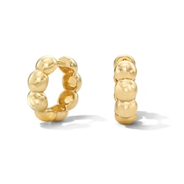 Puff Beaded Huggie Hoop Earrings in Sterling Silver with 18K Gold Vermeil