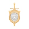 Thumbnail Image 1 of Lion Shield and Sword Necklace Charm in Solid 14K Two-Tone Gold