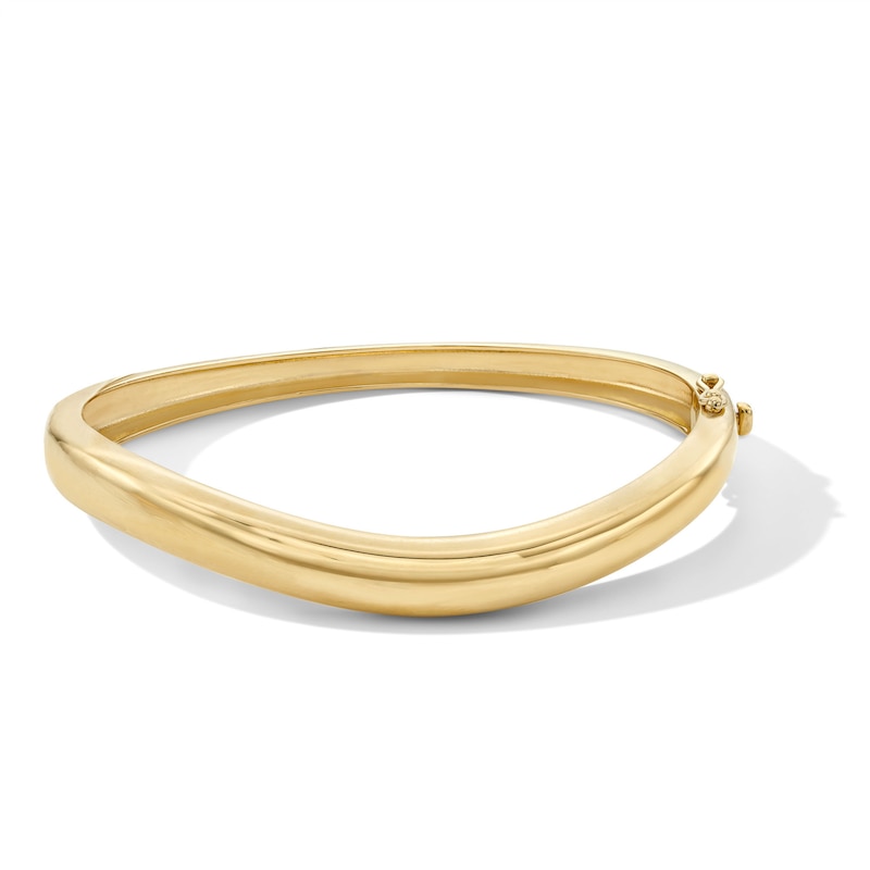 Wave Bangle Bracelet in Sterling Silver with 18K Gold Vermeil - 7.25"